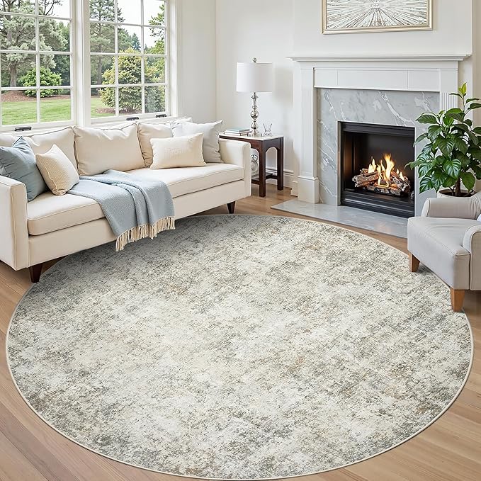 Round Rug 8ft Circle Rug Washable: Carpet Circular Area Rug by Aelenmu