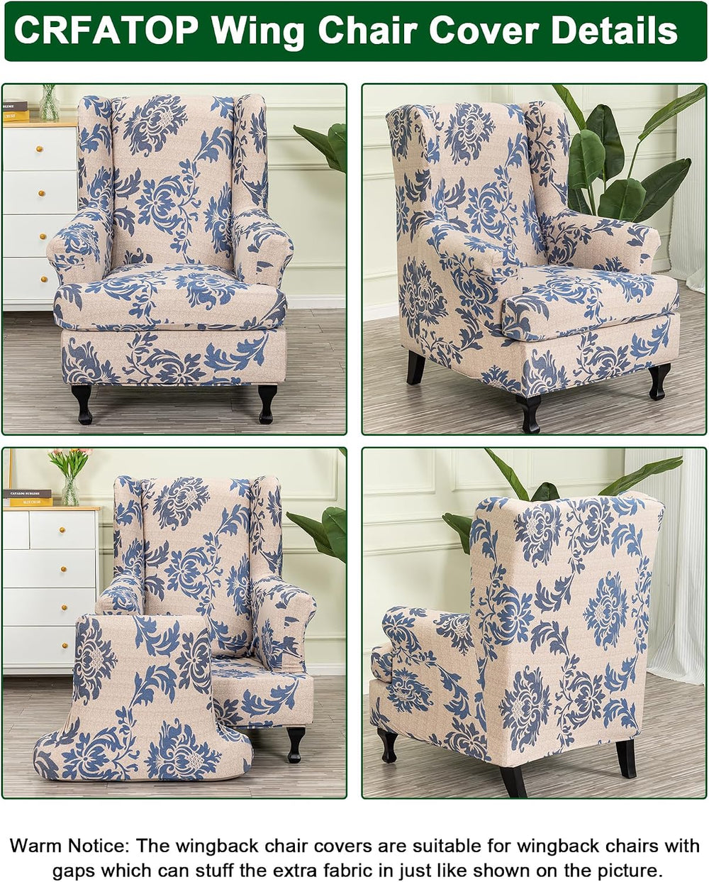 CRFATOP Wingback Chair Covers Stretch Armchair Slipcovers for Living Room