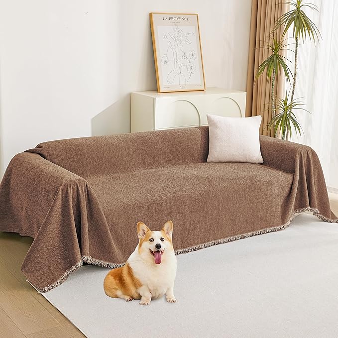 MYSKY HOME Boho Couch Cover Camel Sofa Covers by MYSKYHOME