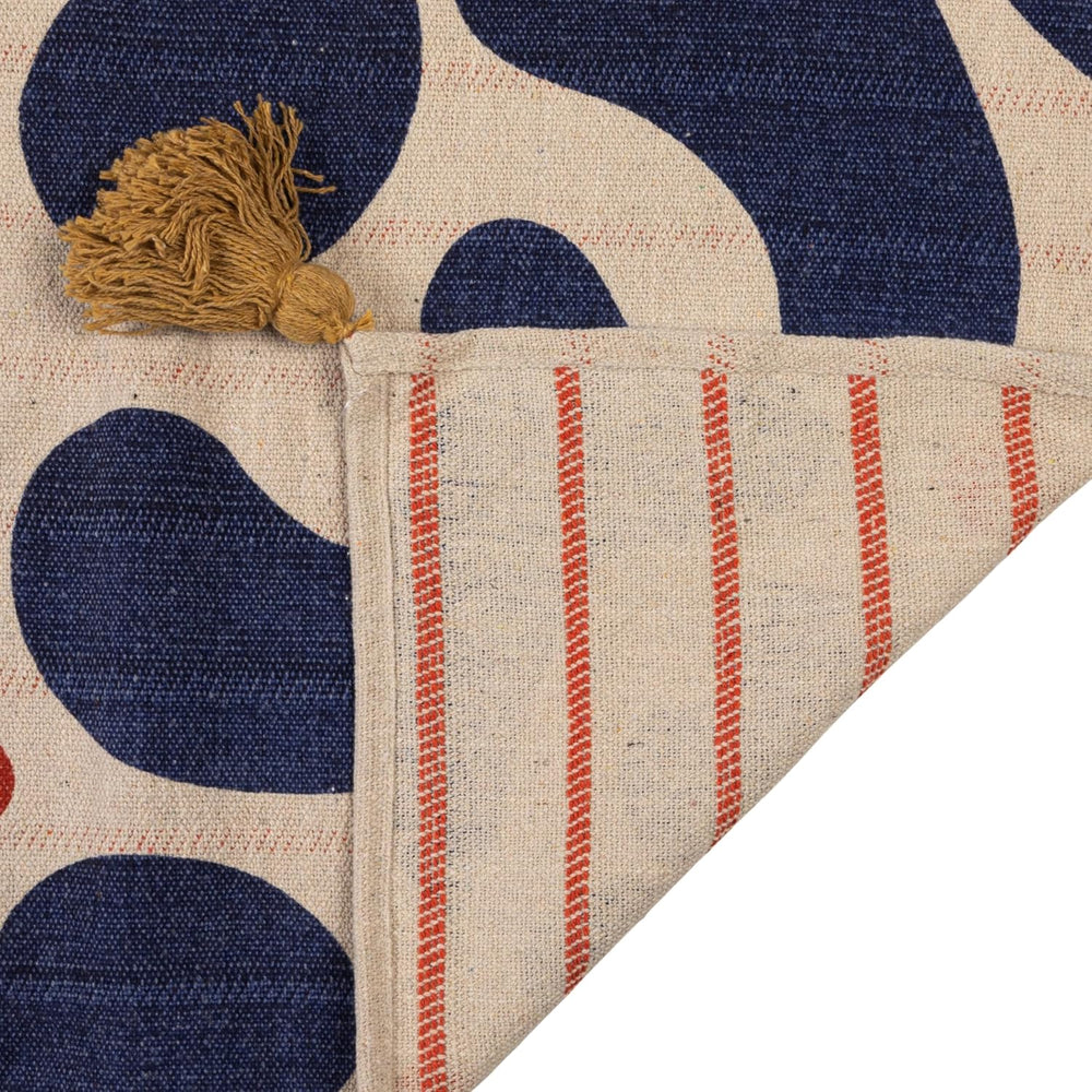 Bloomingville Woven Cotton Blend Throw with Abstract Design, Stripes and Tass...