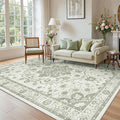 Madane 9x12 Area Rugs for Living Room, Machine Washable Vintage Green Rug by Madane