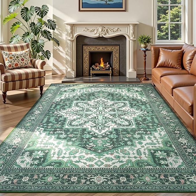 Rugflix 9x12 Area Rugs for Living Room, Machine Washable Rug Non Slip Stain by RugflixAreaRugs