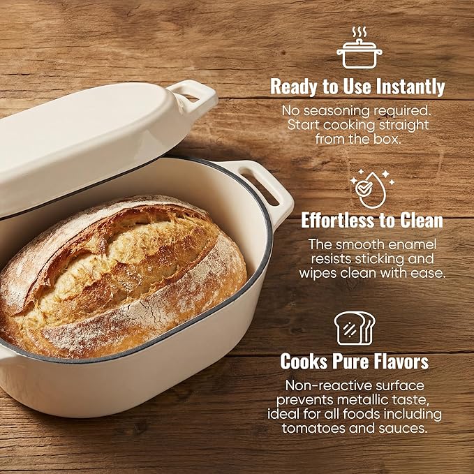 Dutch Oven for Bread Baking, 3.4 QT Bread Dutch Oven for Sourdough, Enamelled
