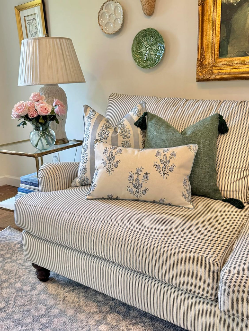 Mary Lumbar Grandmillennial Pillow Cover Only, 12"x20" for Couch, Bed, Chair