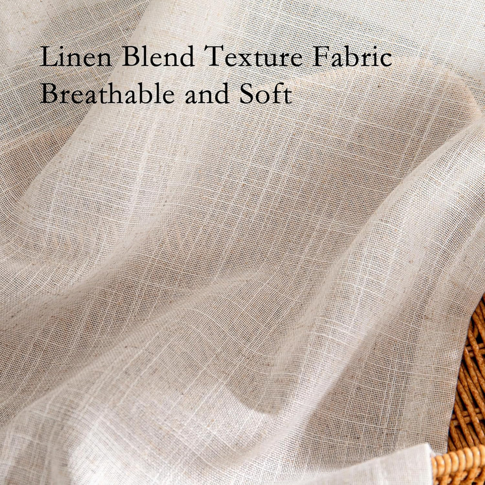 MYSKY HOME Linen Curtains for Living Room 96 Inches Long, Semi Sheer Curtains...