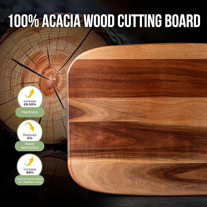 Acacia Wooden Cutting Board, JAMES.F Large Wood Cutting Boards - Image 3