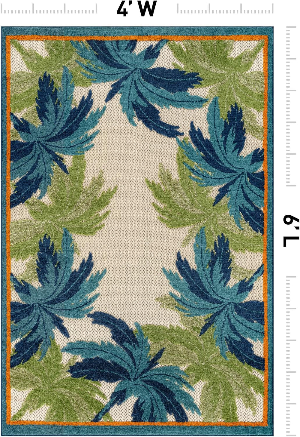 Rugshop Tropical High-Low Textured Indoor Outdoor Rug Multi 4' x 6'
