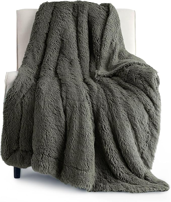 Bedsure GentleSoft Fluffy Olive Green Throw Blanket, Moss Green Decor Cozy Gifts by BEDSURE