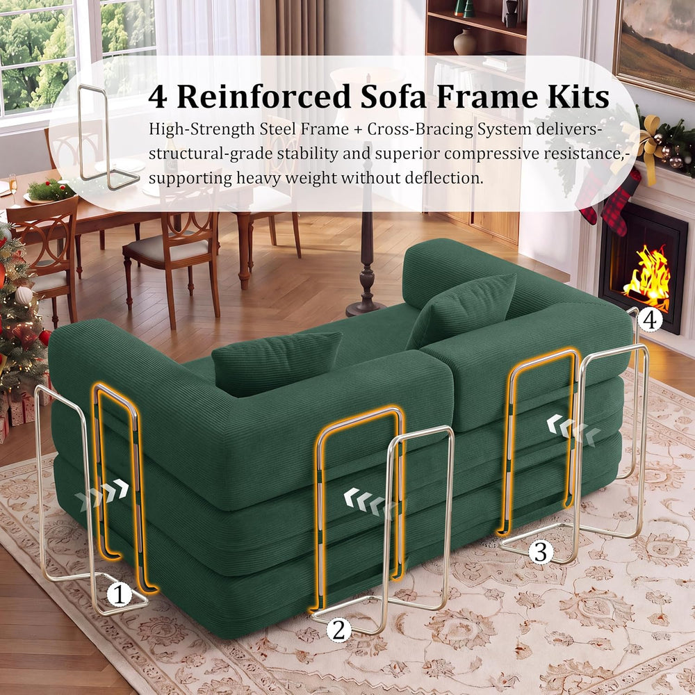 59.0 Inch Sofa Bed, 4-in-1Convertible Futon Sofas Bed Pull Out Sleeper Couch,...