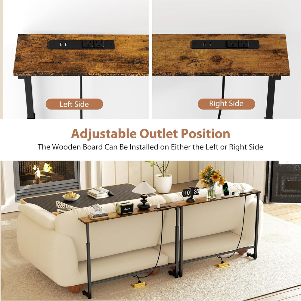 GRLEAF 2 Pack Adjustable Height Narrow Console Table with Power Outlets, 90&q...