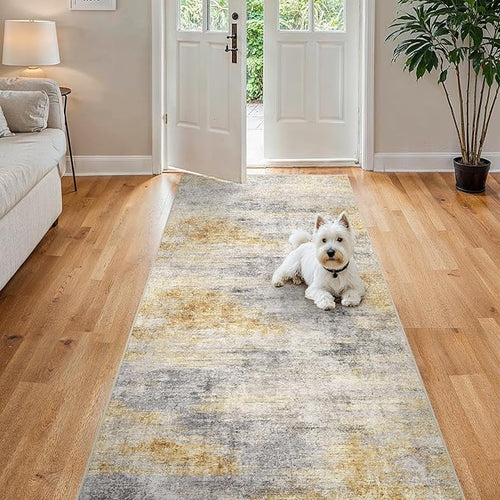 4x8 Washable Kitchen Runner Rug: Modern Abstract Wide Runners by Ksrau