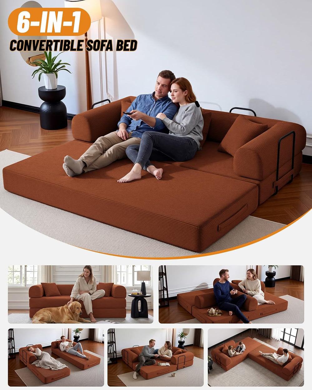 79" Couch Bed,Convertible Futon Sofa,Boneless Couches for Living Room