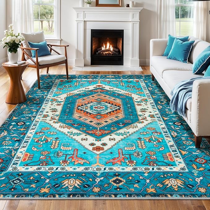 SERISSA 6x9 Area Rugs for Living Room, Large Washable Non-Slip Boho Rug by SERISSAHomeDecorCollection