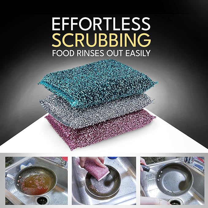 Dish Sponges for Kitchen Non-Scratch Scrub Sponges for Dishes, Stainless Steel - Image 7