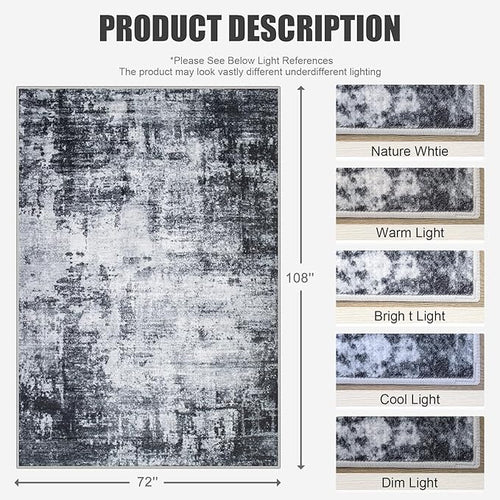 6x9 Area Rug Living Room Rug: Washable Modern Abstract Soft Thin Rug Indoor - Image 2