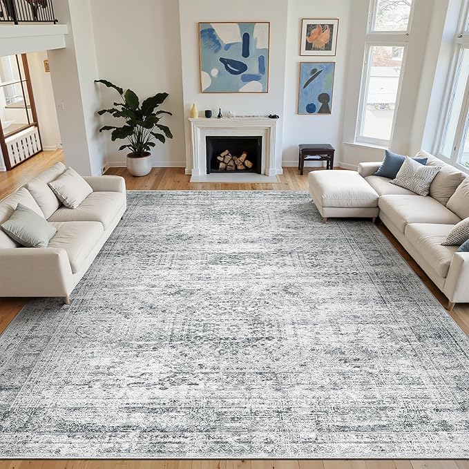 10x14 Area Rugs for Living Room, Non Slip Machine Washable Vintage Rugs - Image 9