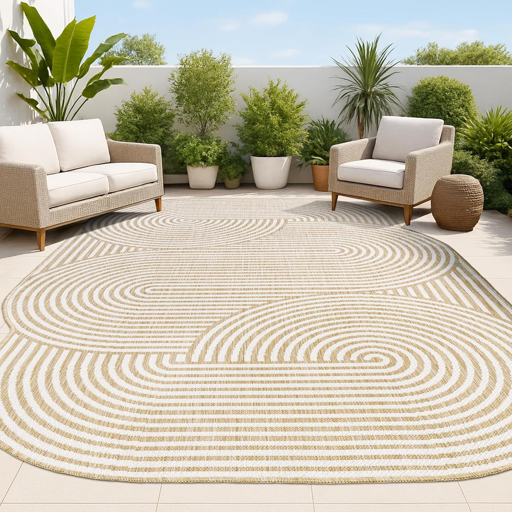 JONATHAN Y Geometric Arch Stripe Indoor Outdoor Area Rug 9X12 Cream/Natural, ...