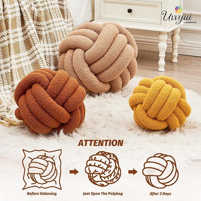 Uvvyui Knot Pillow Ball, Soft Home Decorative Pillows, Round Throw Pillow - Image 4