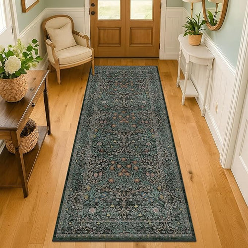 8ft Long Runners for Hallways Non Slip, Entryway Indoor, Washable Rubber by HazoHaus