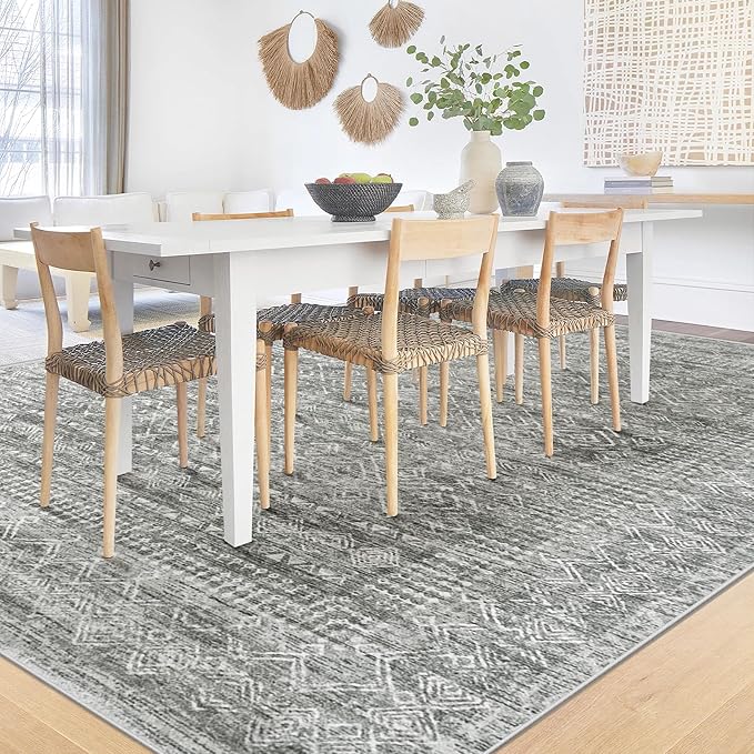 6x9 Area Rugs for Living Room: Washable Moroccan Geometric Boho Rug Farmhouse - Image 3