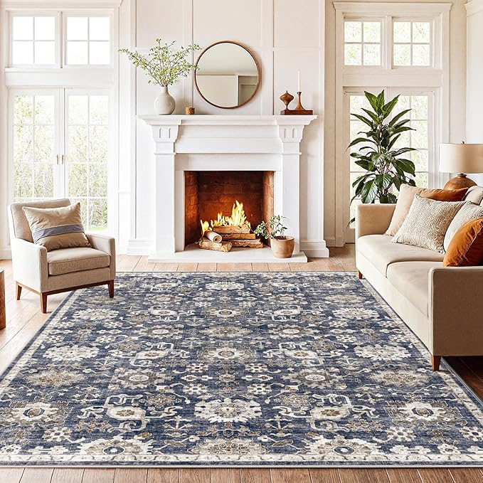 AMADA HOMEFURNISHING 9x12 Washable Area Rug, Low-Profile Large Area Rug - Image 9