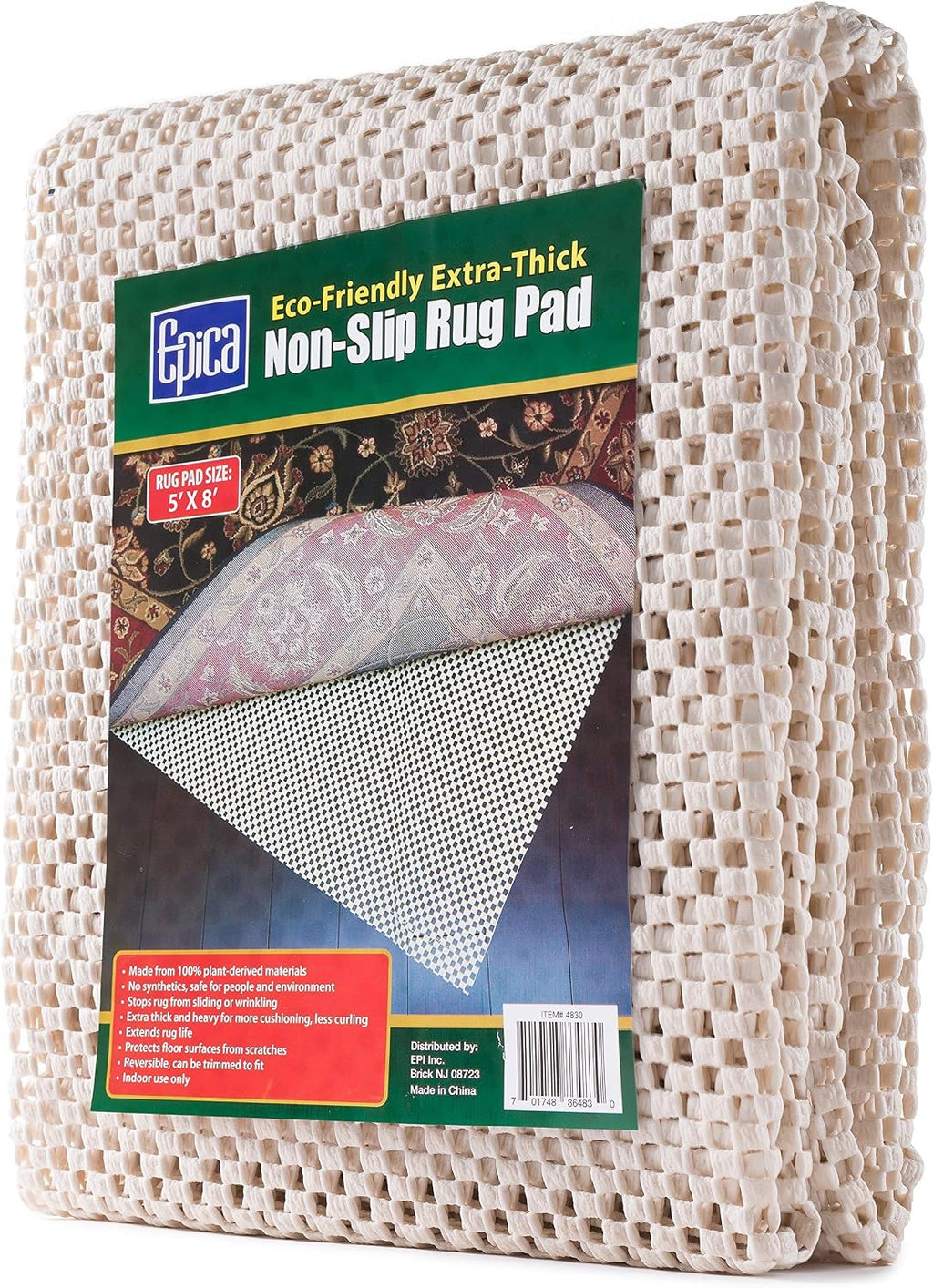 Epica Super-Grip Non-Slip Area Rug Pad 5 x 8 for Any Hard Surface Floor, Keeps Your Rugs Safe and in Place