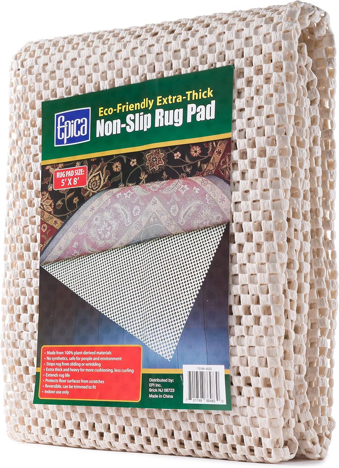 Epica Super-Grip Non-Slip Area Rug Pad 5 x 8 for Any Hard Surface Floor, Keeps Your Rugs Safe and in Place