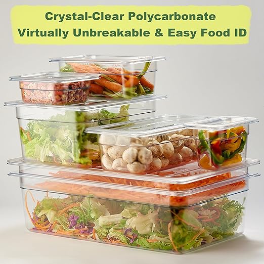 CURTA 6-Pack 1/6 Size 6" Deep NSF Polycarbonate Food Pans | Dishwasher & - Image 6