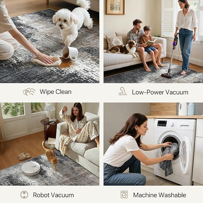 Area Rugs 8x10 for Living Room Bedroom, Modern Abstract Machine Washable Rug - Image 4