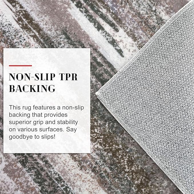 Lansny Modern Abstract 6x9 Machine Washable Living Room Rug Non-Slip Soft - Image 6