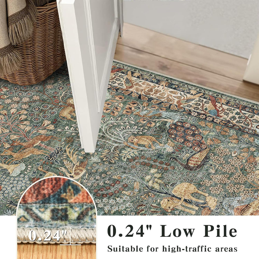 2’6″x 8’ Runner Rug Botanical Print Long Rug Vintage Kitchen Rug