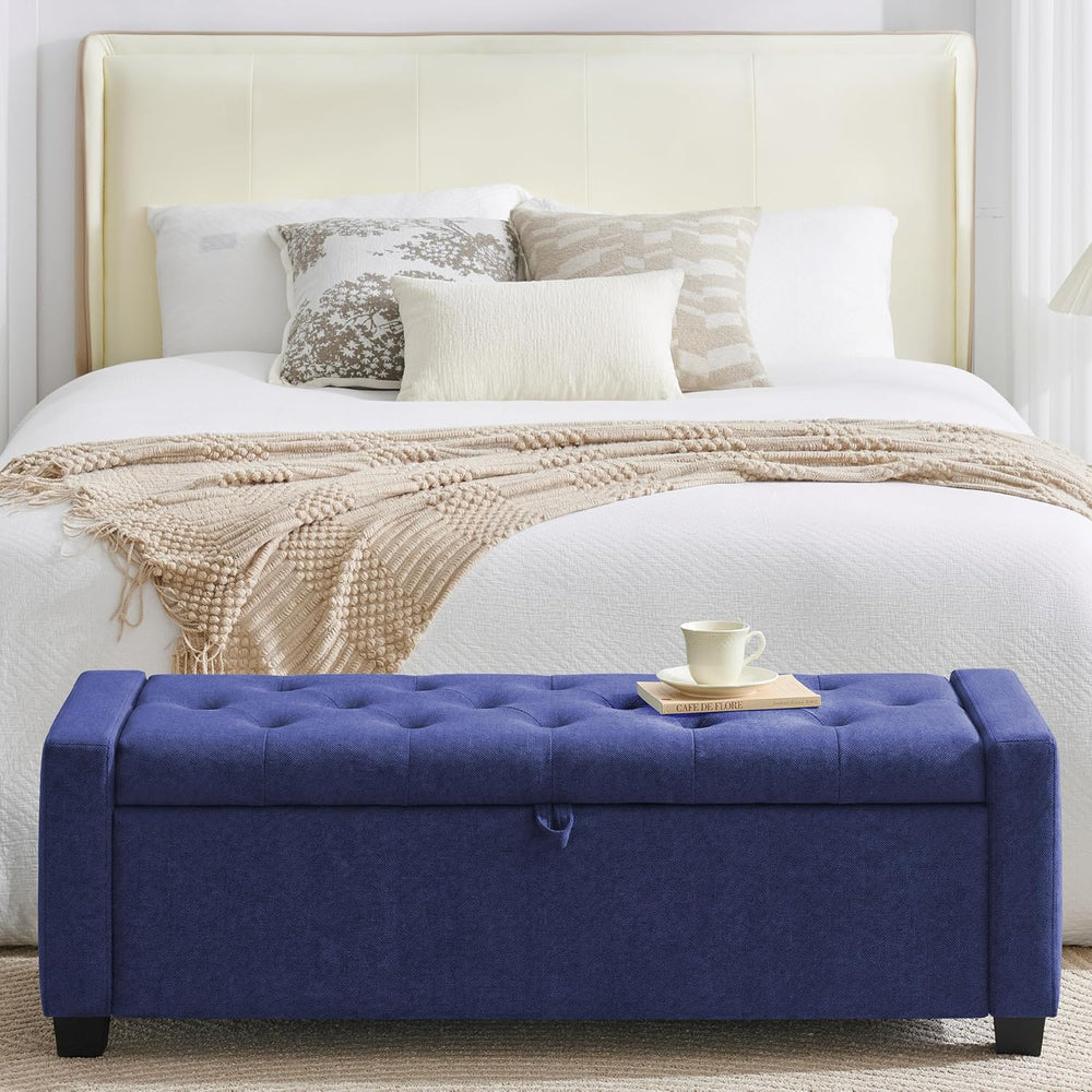 Huatean Home 48" Ottoman with Storage, Blue Storage Ottoman Bench