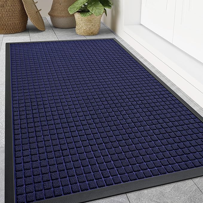 Smiry Front Door Mat Outside Entrance, Heavy Duty Natural Rubber Doormat by Smiry