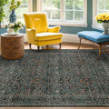 Washable Vintage 5x8 Living Room Rug, Dark Green Floral Area Rug by HazoHaus