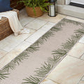 JONATHAN Y Palm Frond Border Indoor Outdoor Runner Rug 2X8 Green/Cream, Isla Coastal Cottage for Backyard, Patio, Porch, Easy-Cleaning, High Traffic, Pet-Friendly, Non-Shedding (TSN207B-28)