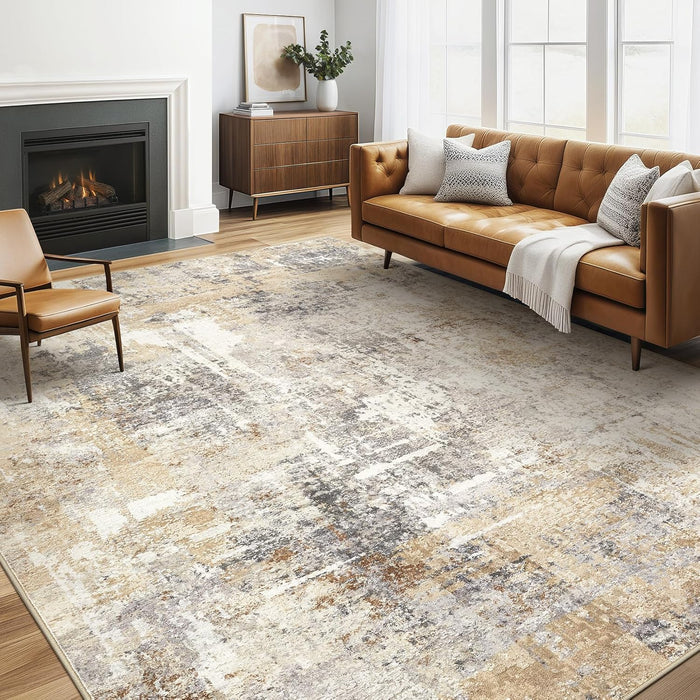 LOONGRUG Area Rug 5x7 Washable Neutral Modern Abstract Living Room Rugs