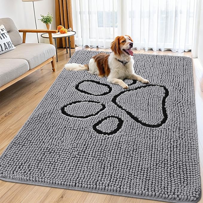 Smiry Dog Door Mat for Muddy Paws, Absorbent Dirt Trapper Non Slip Quick Dry by Smiry