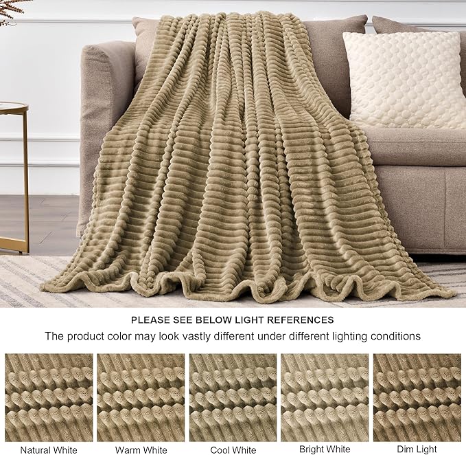 BEDELITE Fleece Blanket Twin Size – 3D Ribbed Jacquard Soft and Warm Decorative - Image 7