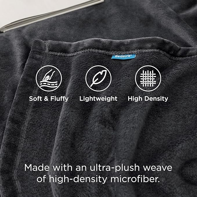 Bedsure GentleSoft Fleece Bed Blankets Full Size Charcoal - Image 3