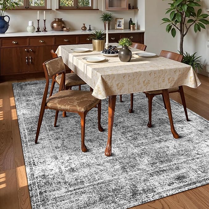 Washable Area Rug 6' x 9' Vintage Traditional Persian Mat - Image 3