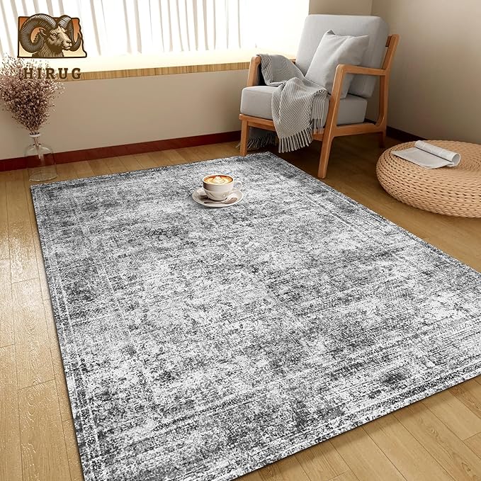 Washable Area Rug 5' x 7' Vintage Traditional Persian Mat - Image 4