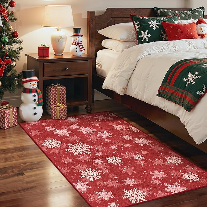 2x3 Christmas Doormat for Entryway, Washable Christmas Rugs Bathroom，Snowflake - Image 3