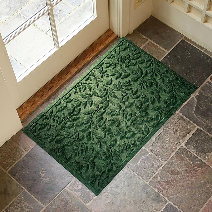 Green Leaves Outdoor Indoor Entrance Doormats, Absorbent Durable Heavy Duty - Image 3