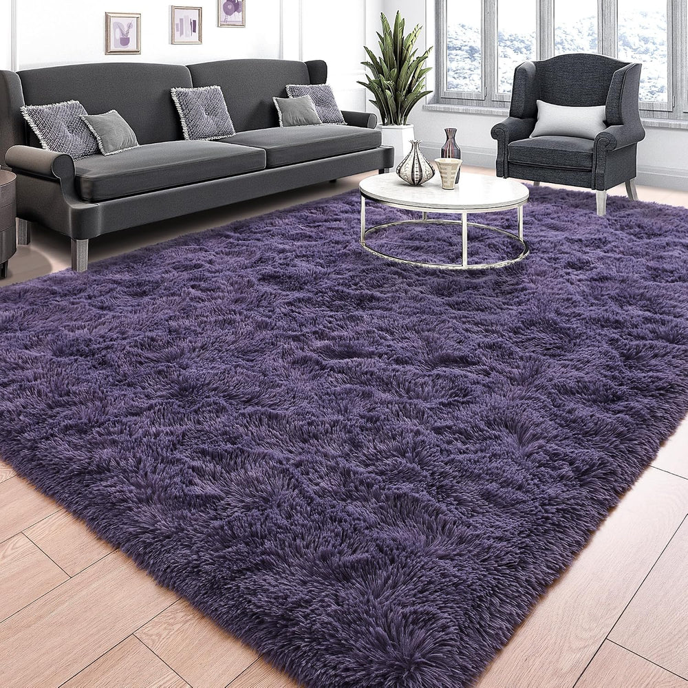 Tepook 6x9 Area Rugs for Living Room, Fluffy Gray Purple Rug for Bedroom