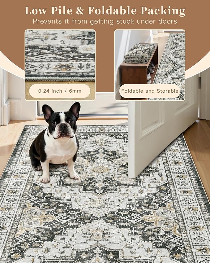Madane Runner Rug 2'6''x8' Kitchen Runner, Hallway Runner Printed Vintage - Image 9