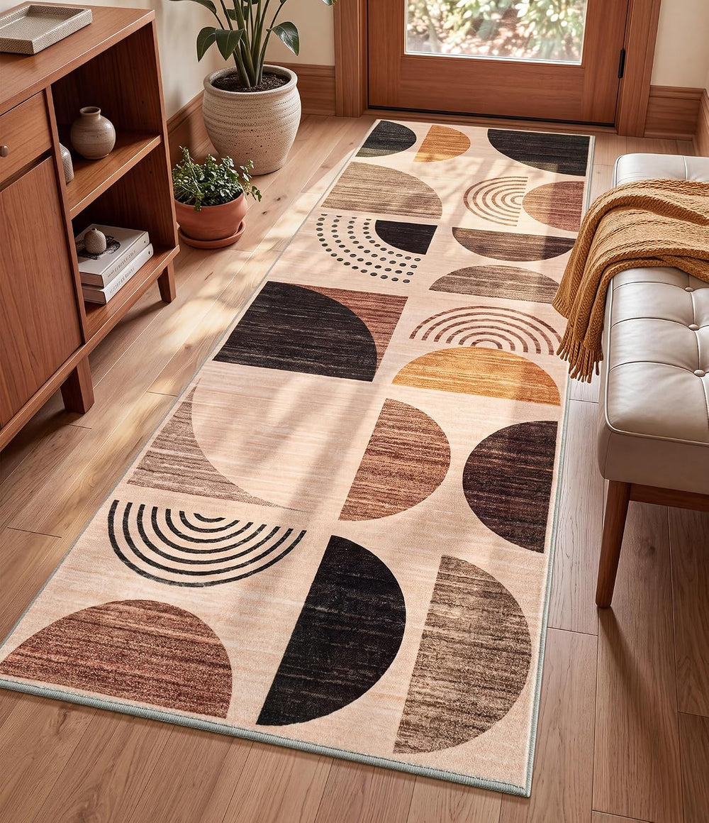 YIHOUSE Boho 6ft Kitchen Runner Rug Non Slip Washable, Mid-Century 2x6 Rug Ru...