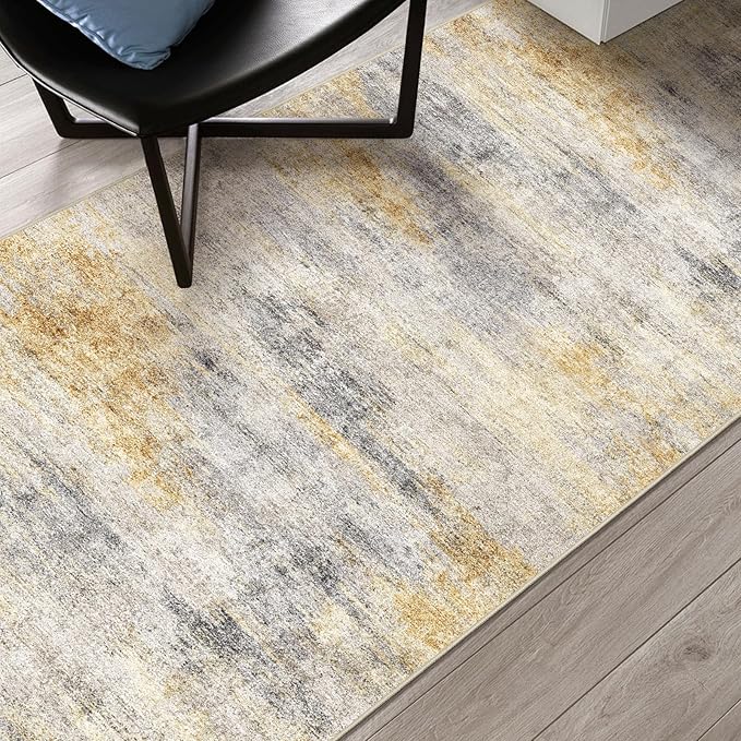 3x5 Washable Entryway Area Rug: Modern Abstract Small Runner Rug Indoor Soft - Image 5