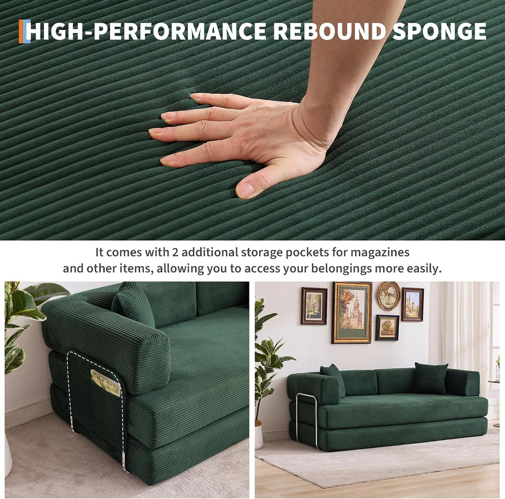 Garvee 5-in-1 Convertible Sofa Bed, 78.8" Modular Corduroy Sleeper with ...