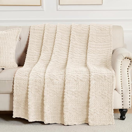 50x70 Inch Beige Throw Blanket by Unknown
