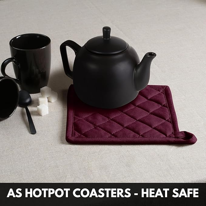 Oven Mitt & Pot Holder 100% Cotton Set of Heat Resistant Oven Gloves & Hot Pads - Image 6